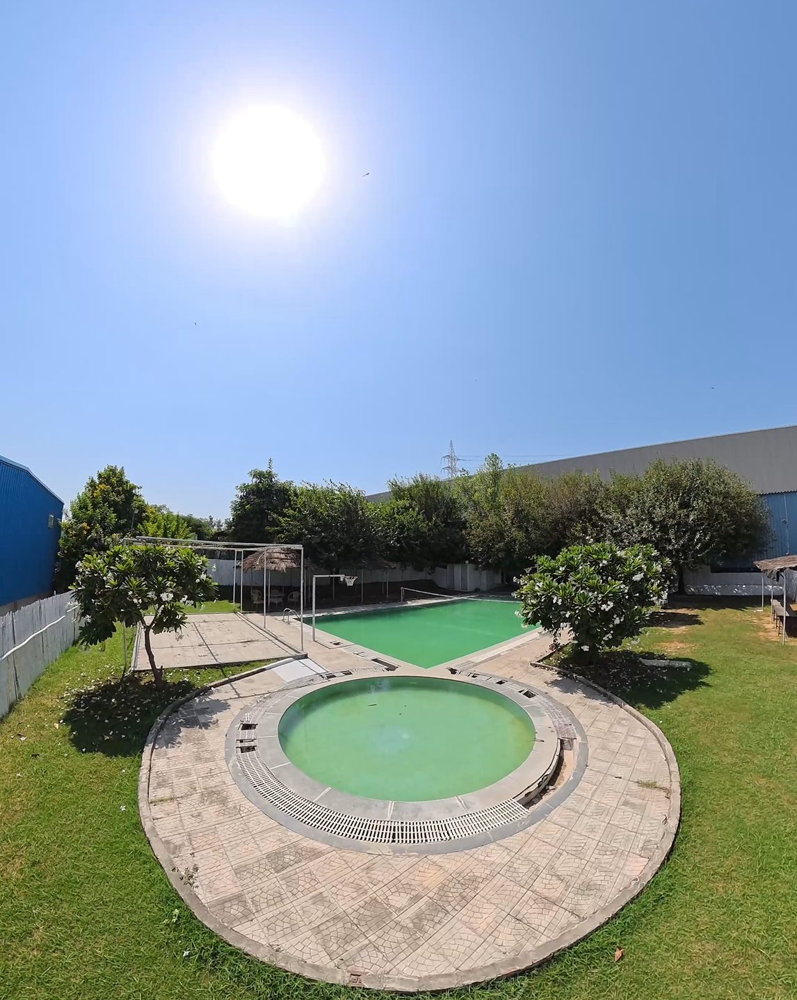 Aerial view of the ART hydrotherapy pool and circular therapy tub